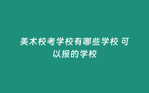 美術校考學校有哪些學校 可以報的學校