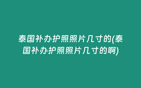 泰國補(bǔ)辦護(hù)照照片幾寸的(泰國補(bǔ)辦護(hù)照照片幾寸的啊)