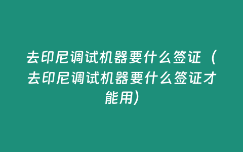 去印尼調試機器要什么簽證（去印尼調試機器要什么簽證才能用）