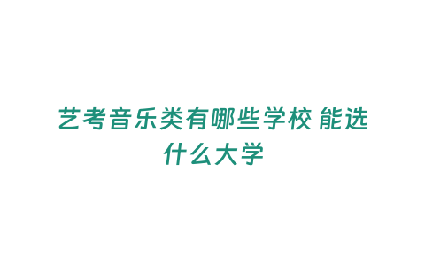 藝考音樂類有哪些學校 能選什么大學