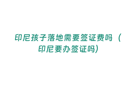 印尼孩子落地需要簽證費(fèi)嗎（印尼要辦簽證嗎）