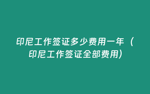 印尼工作簽證多少費用一年（印尼工作簽證全部費用）