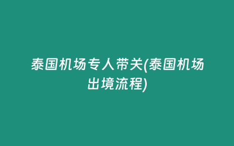 泰國機場專人帶關(泰國機場出境流程)