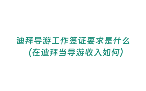 迪拜導游工作簽證要求是什么（在迪拜當導游收入如何）