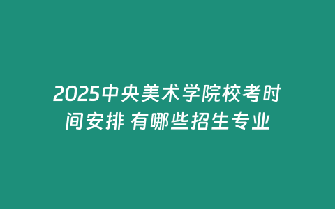 2025中央美術(shù)學(xué)院校考時(shí)間安排 有哪些招生專(zhuān)業(yè)