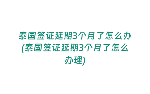 泰國簽證延期3個月了怎么辦(泰國簽證延期3個月了怎么辦理)