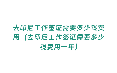 去印尼工作簽證需要多少錢費用（去印尼工作簽證需要多少錢費用一年）