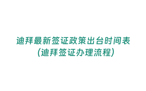 迪拜最新簽證政策出臺時間表（迪拜簽證辦理流程）