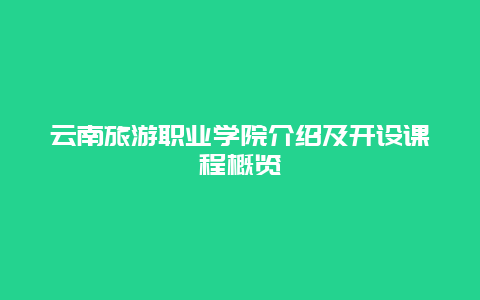 云南旅游職業學院介紹及開設課程概覽