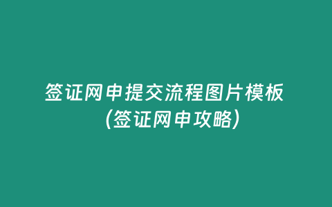 簽證網申提交流程圖片模板 （簽證網申攻略）