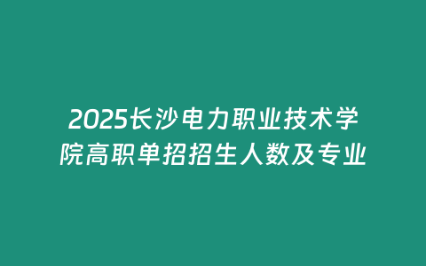 2025長沙電力職業技術學院高職單招招生人數及專業