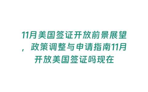 11月美國簽證開放前景展望，政策調整與申請指南11月開放美國簽證嗎現在