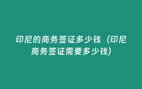 印尼的商務(wù)簽證多少錢（印尼商務(wù)簽證需要多少錢）