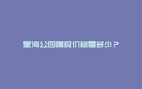 星海公園蹦極價格是多少？