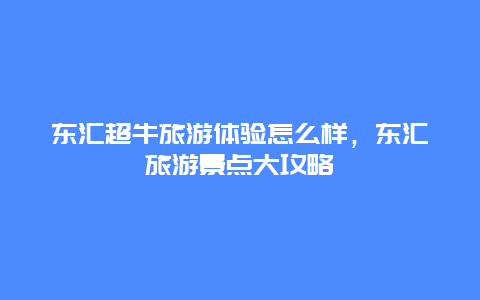 東匯超牛旅游體驗怎么樣，東匯旅游景點大攻略