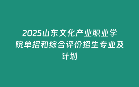 2025山東文化產(chǎn)業(yè)職業(yè)學(xué)院?jiǎn)握泻途C合評(píng)價(jià)招生專業(yè)及計(jì)劃