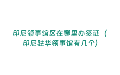 印尼領(lǐng)事館區(qū)在哪里辦簽證（印尼駐華領(lǐng)事館有幾個(gè)）