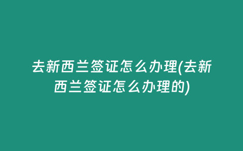 去新西蘭簽證怎么辦理(去新西蘭簽證怎么辦理的)