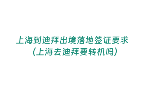 上海到迪拜出境落地簽證要求（上海去迪拜要轉(zhuǎn)機(jī)嗎）