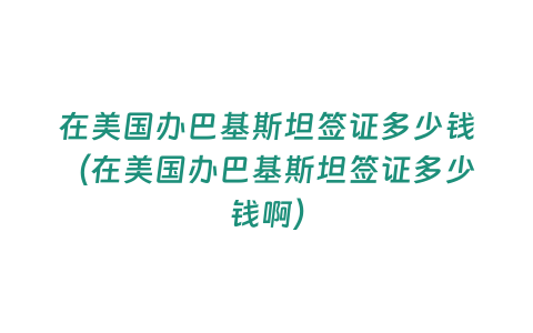 在美國辦巴基斯坦簽證多少錢（在美國辦巴基斯坦簽證多少錢啊）