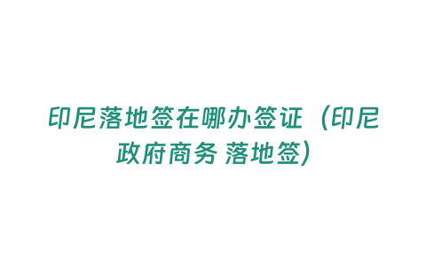 印尼落地簽在哪辦簽證（印尼政府商務(wù) 落地簽）