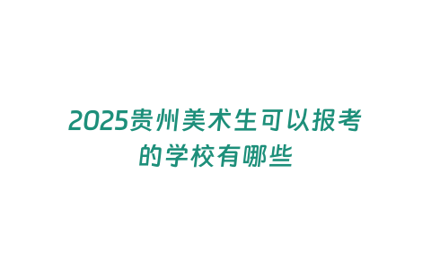 2025貴州美術生可以報考的學校有哪些