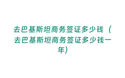 去巴基斯坦商務簽證多少錢（去巴基斯坦商務簽證多少錢一年）