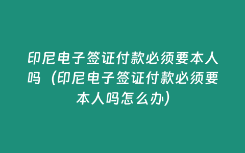 印尼電子簽證付款必須要本人嗎（印尼電子簽證付款必須要本人嗎怎么辦）