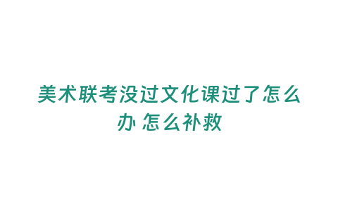 美術聯考沒過文化課過了怎么辦 怎么補救