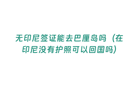 無印尼簽證能去巴厘島嗎（在印尼沒有護照可以回國嗎）