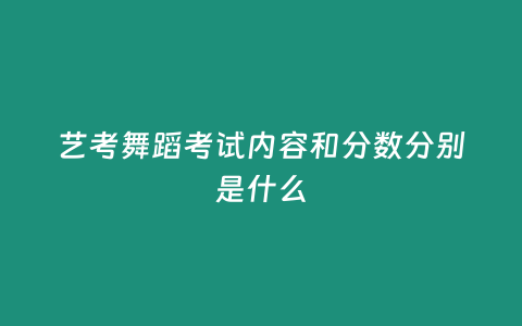 藝考舞蹈考試內容和分數分別是什么