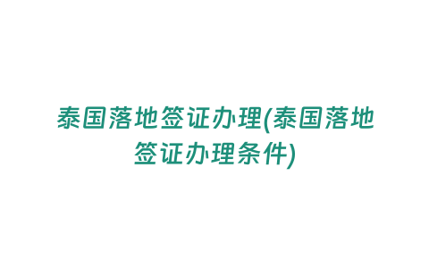 泰國(guó)落地簽證辦理(泰國(guó)落地簽證辦理?xiàng)l件)