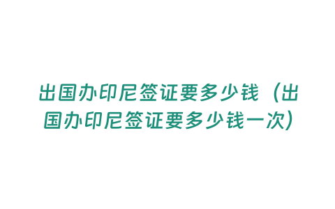 出國辦印尼簽證要多少錢（出國辦印尼簽證要多少錢一次）